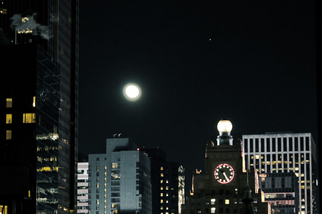 Moon over Times Square